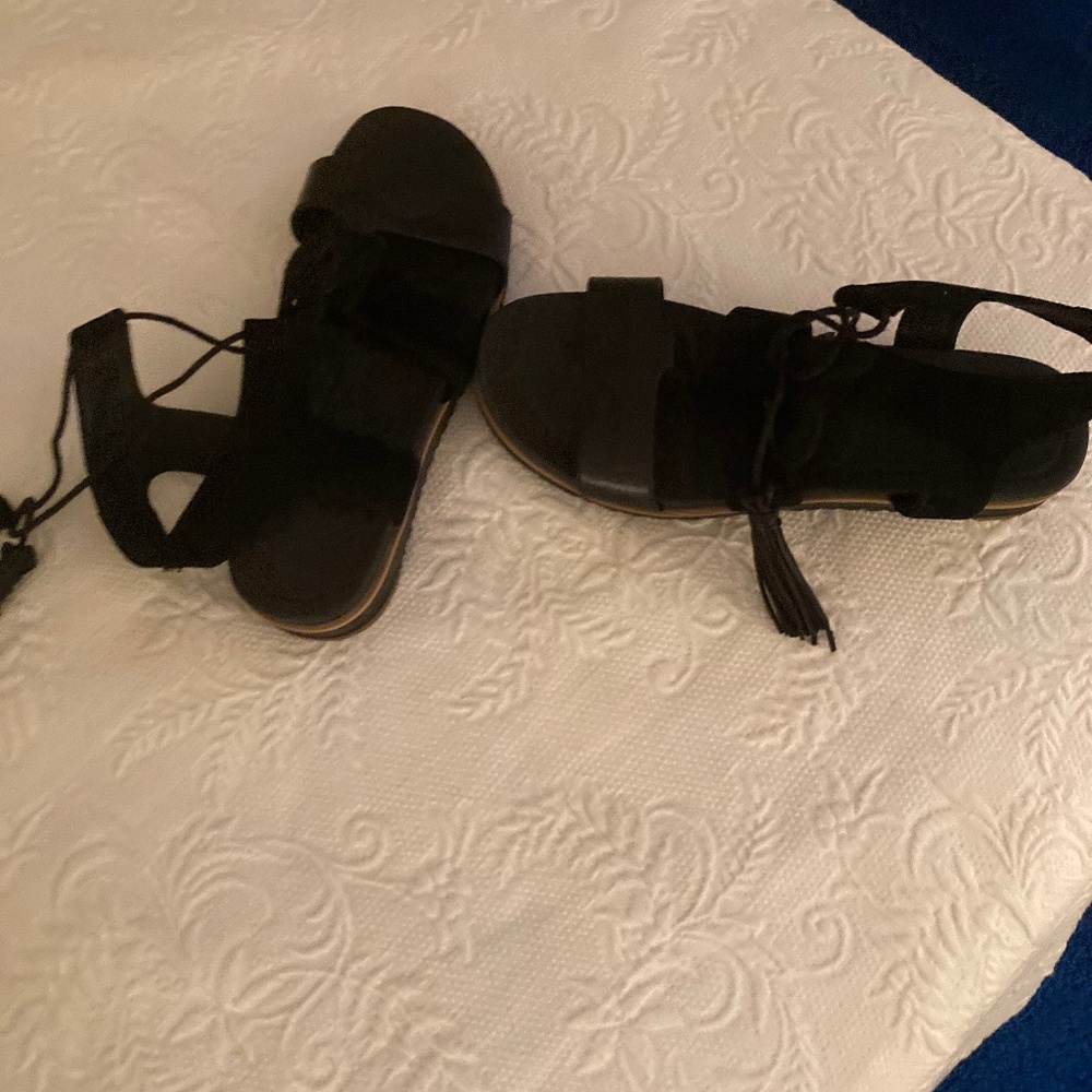 Black suede sandals